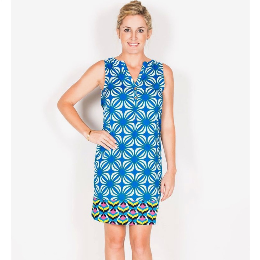 Boutique-Tracy Negoshian Celia Dress in geo leaves - Picture 2 of 8